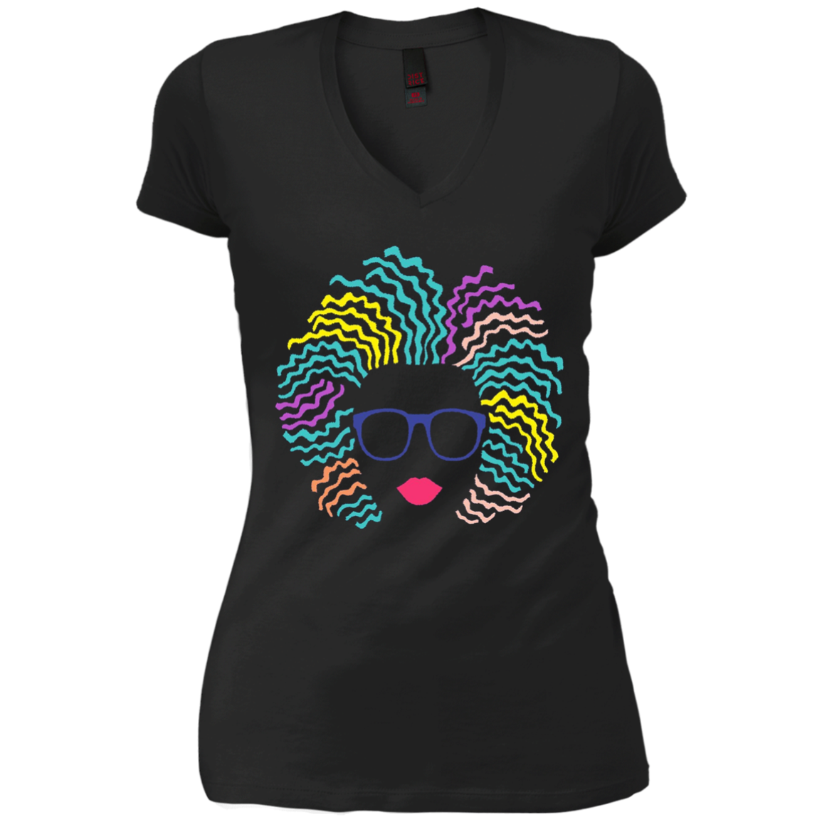 Afro Girl T-Shirt: Natural Hair & Glasses, Black Women Art