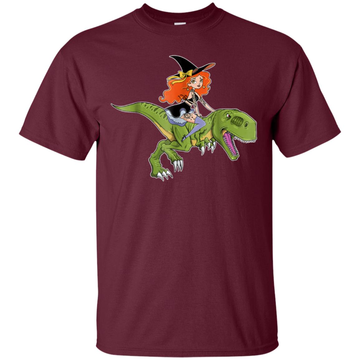 Witch Riding Dinosaur Halloween Costume Funny Gift Shirt