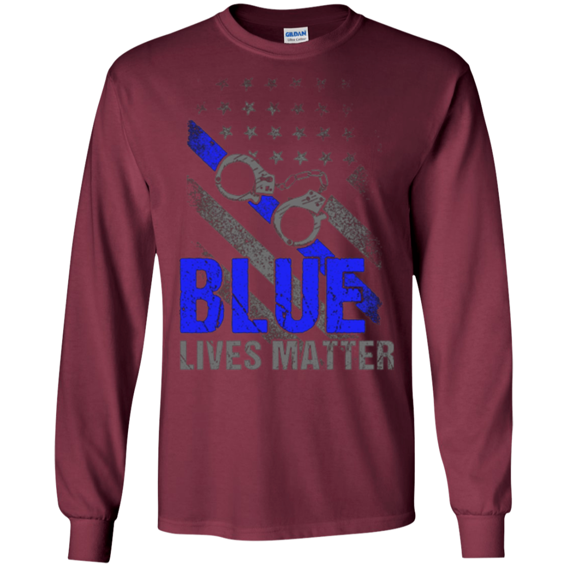 Adult Blue Live Matter Thin Blue Line Support Police T-Shirt