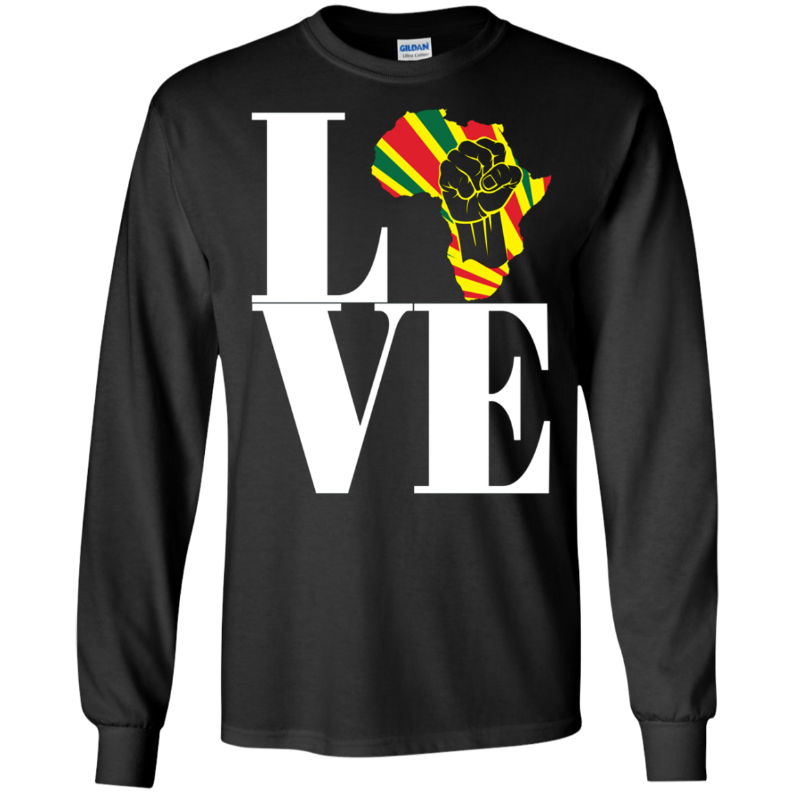 African black power map raised fist I love Africa t-shirt