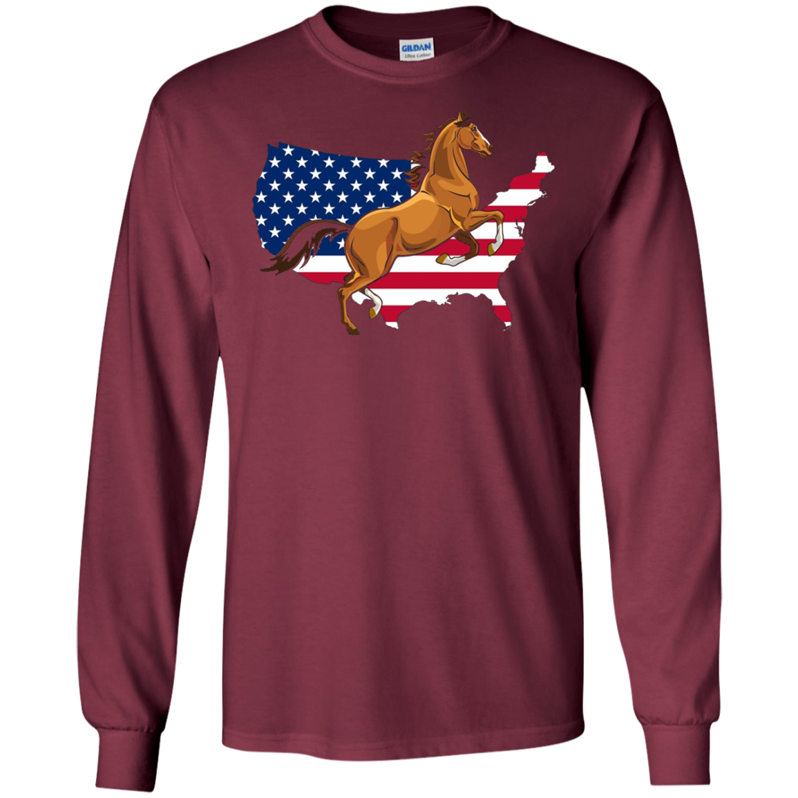 America Map Horse USA Flag Happy 4th Of July Shirt