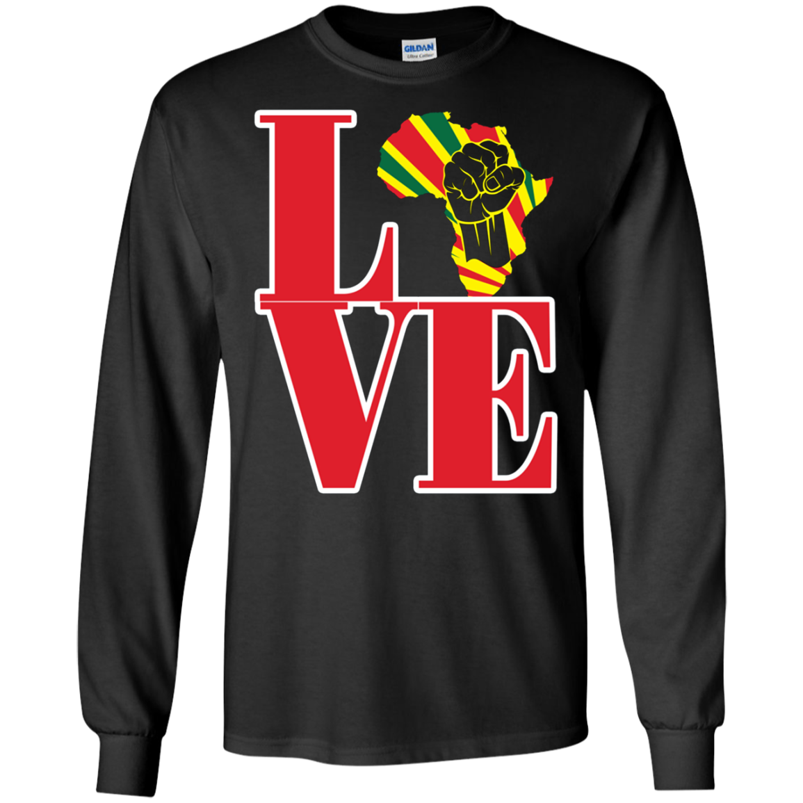 African black power map raised fist I love Africa t-shirt