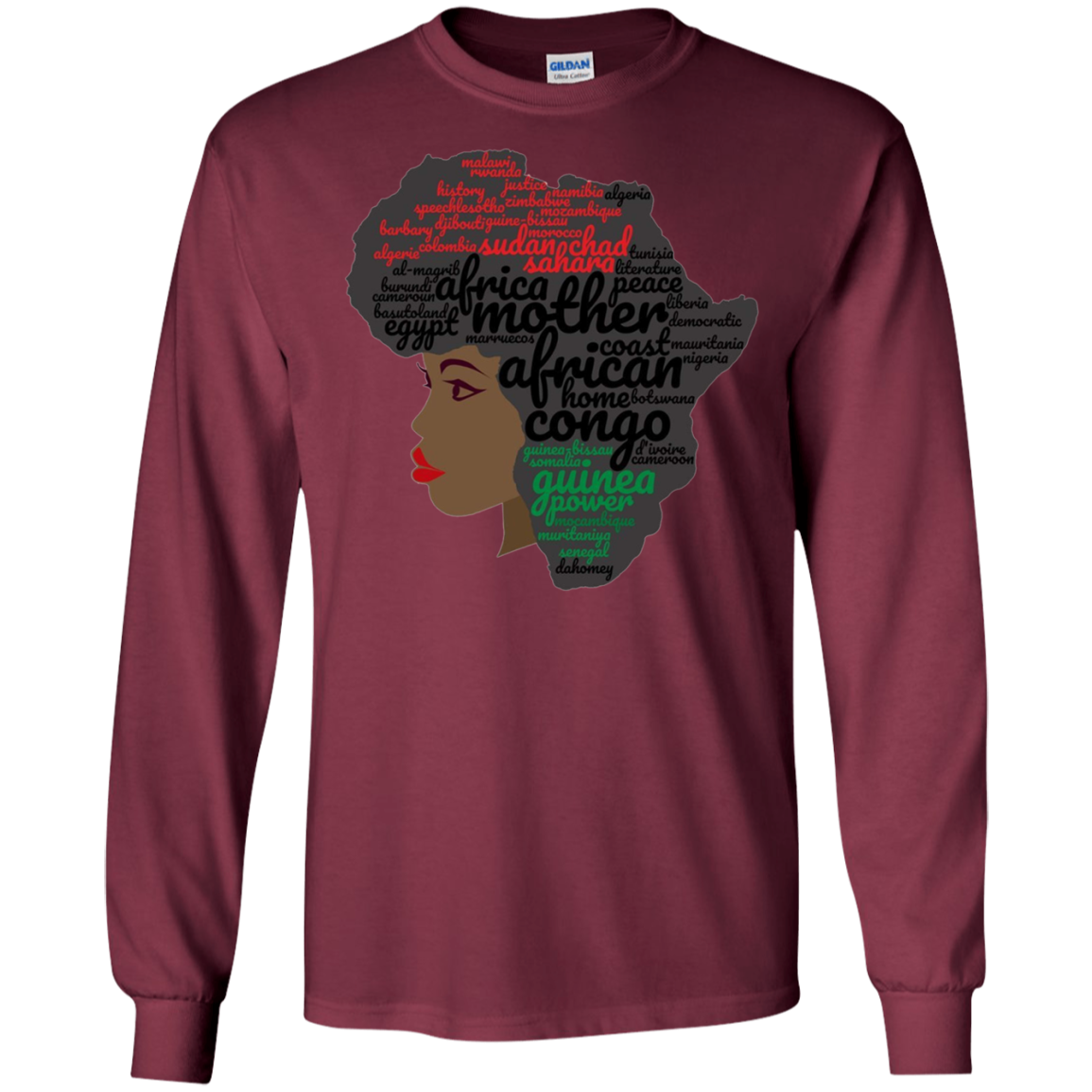 Afro Word Art Natural Hair T-Shirt for Black Women