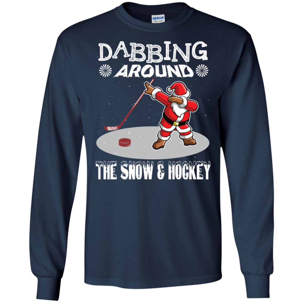 Santa Dabbing Around The Snow & Playing Hockey Fun Shirt