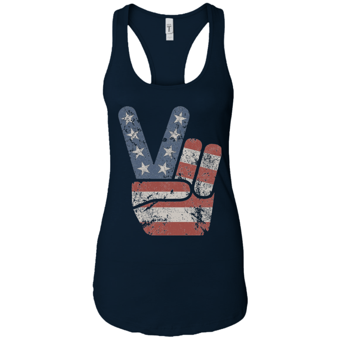 4th of July Vintage American Flag Big Peace Sign T-Shirt
