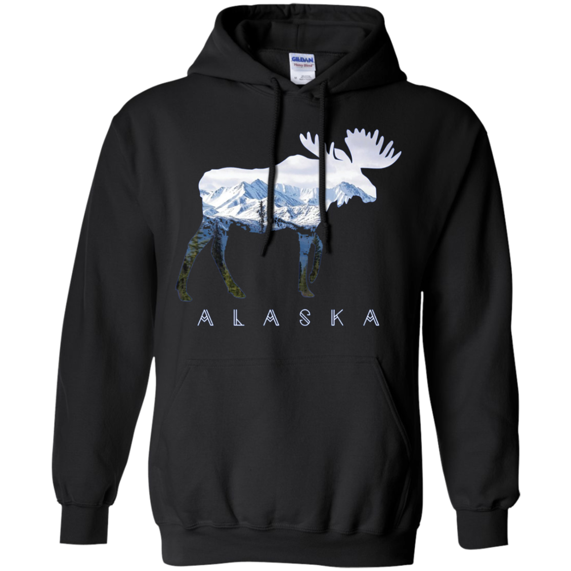 Alaska Day Moose Snowy Mountain Long Sleeve Shirt