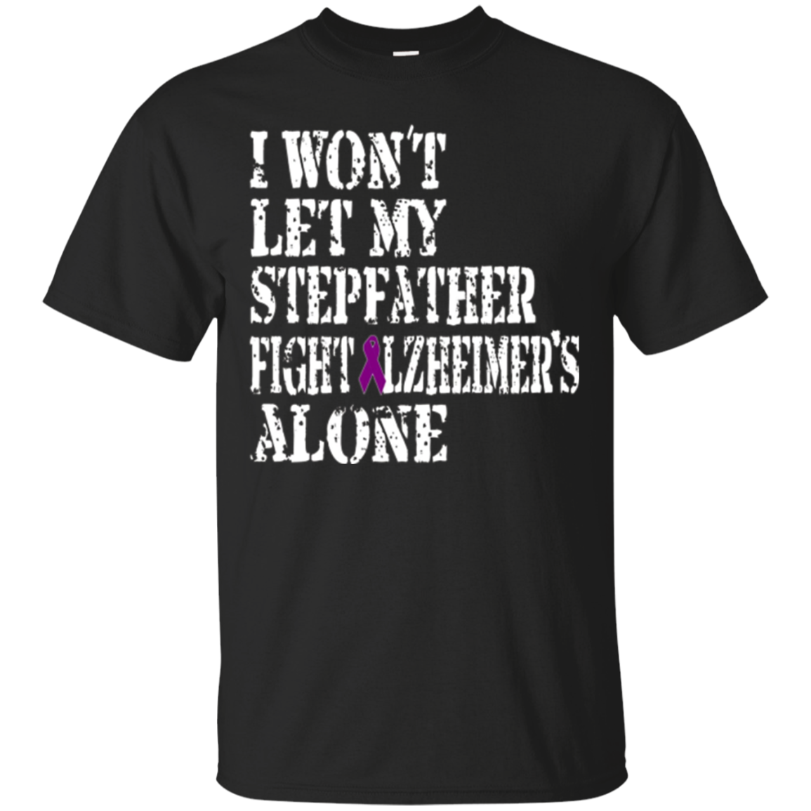Alzheimer's Awareness T-Shirt For Stepfather Purple Ribbon