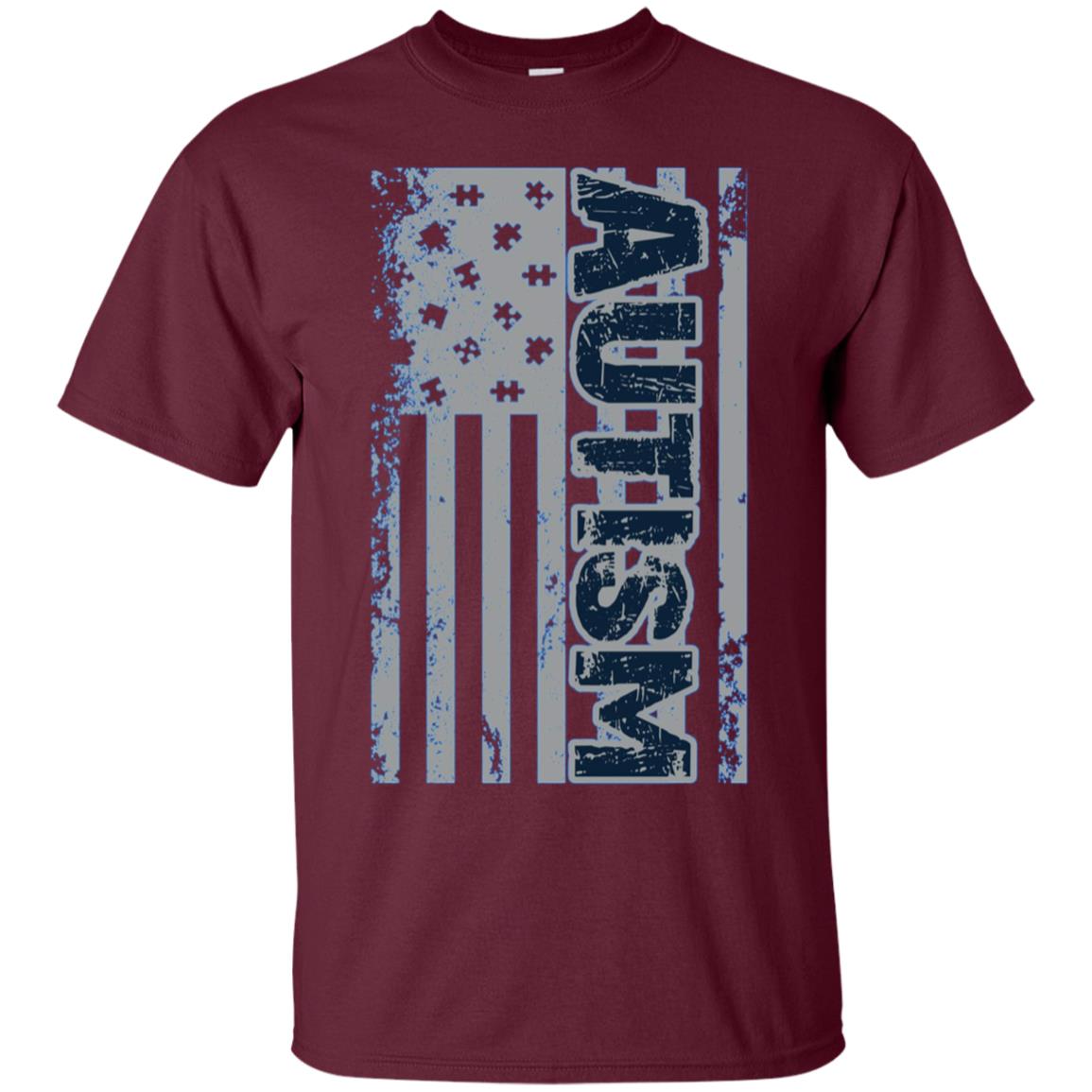 Autism Awareness T-Shirt - American Flag Puzzle Piece Shirt