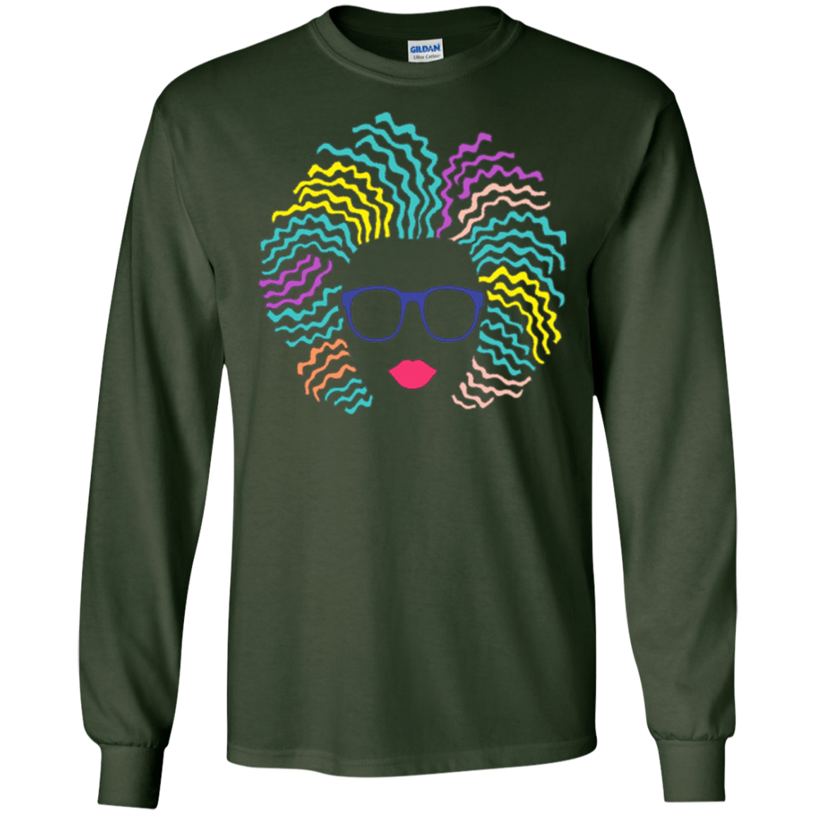 Afro Girl T-Shirt: Natural Hair & Glasses, Black Women Art