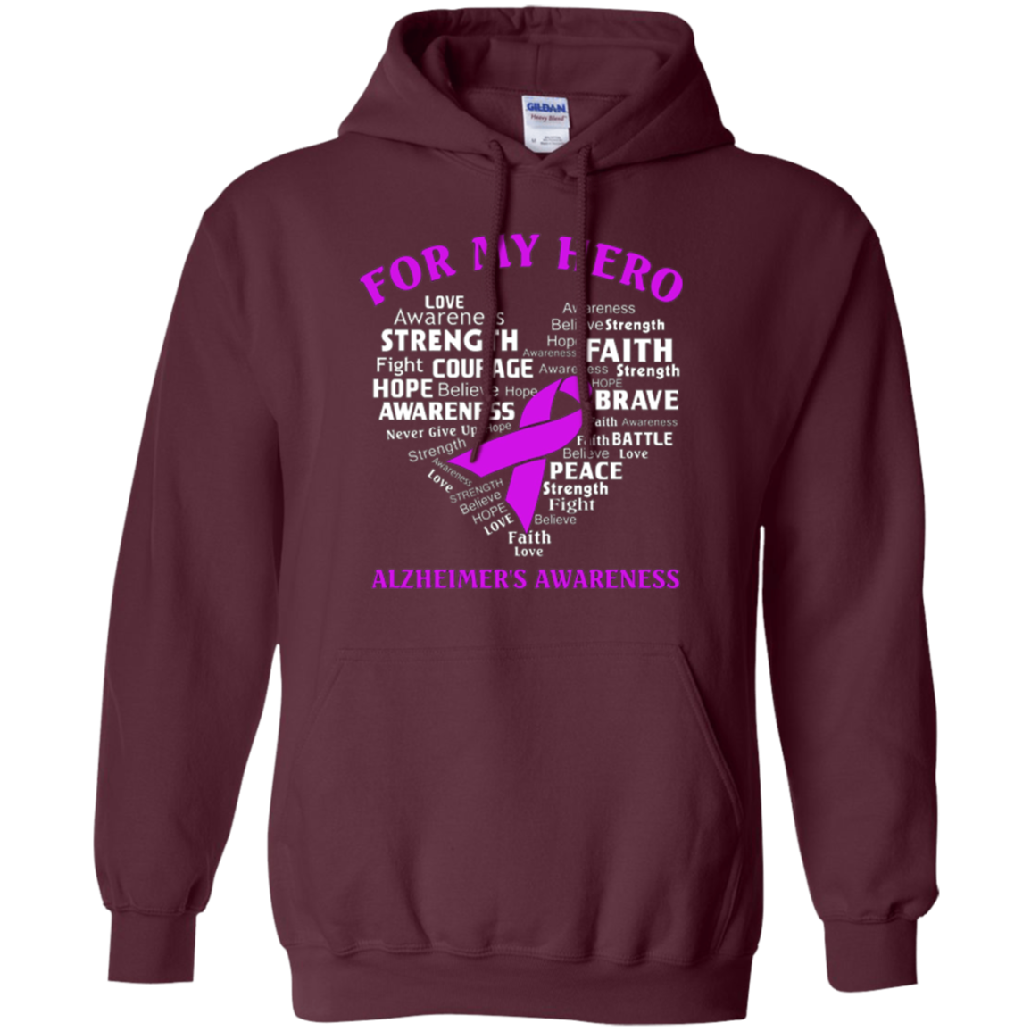 Alzheimer's Awareness Shirt For My Hero Ribbon Heart Tee