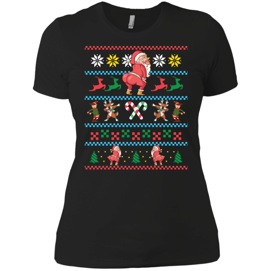 Santa Twerking T-Shirt Funny Elf Floss Dab Ugly Sweater