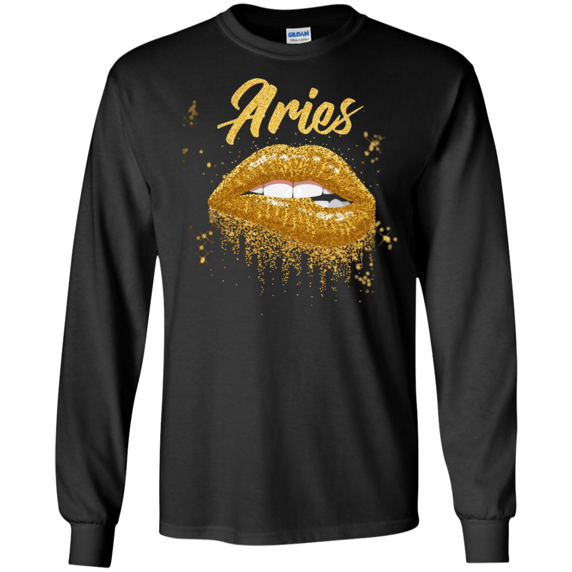 Aries Zodiac Birthday Golden Lips T-Shirt for Black Women