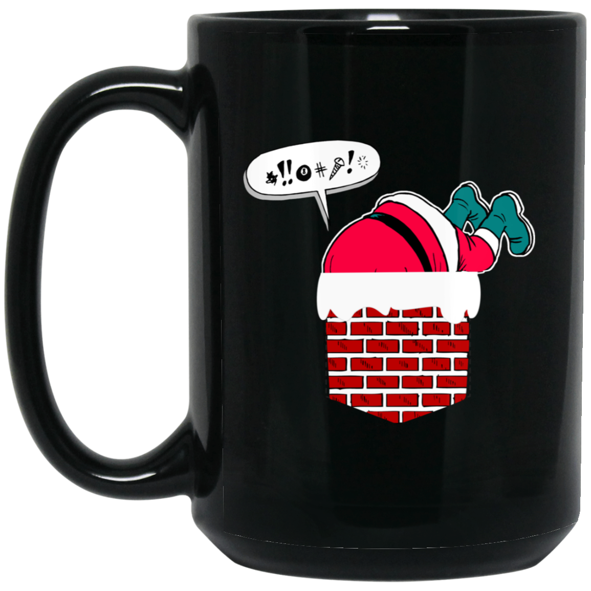 Santa Stuck In Chimney T Shirt Funny Christmas Pocket Gift