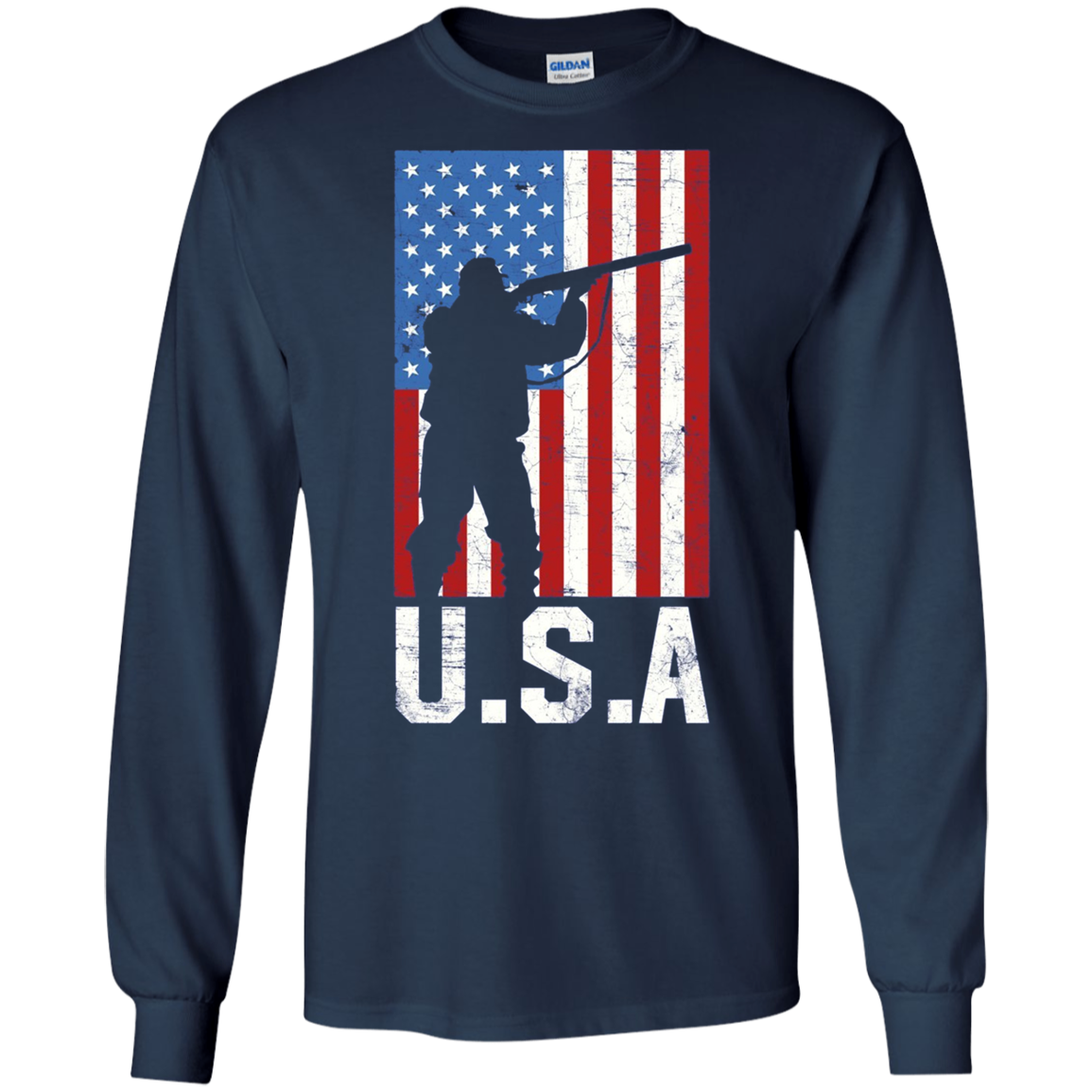 American Flag Long Sleeve Shirt Hunting 4th of July USA Gift