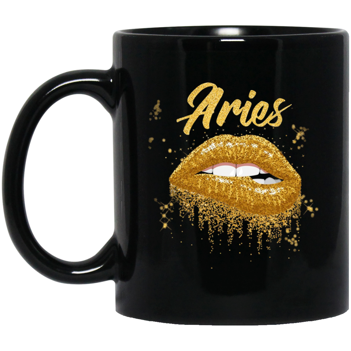Aries Zodiac Birthday Golden Lips T-Shirt for Black Women