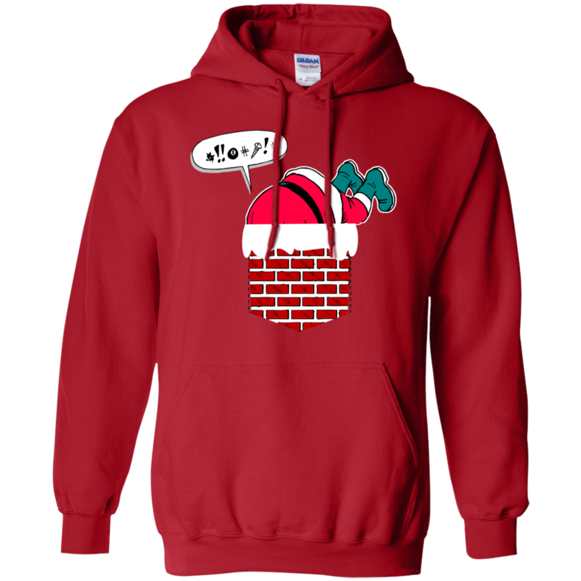 Santa Stuck In Chimney T Shirt Funny Christmas Pocket Gift