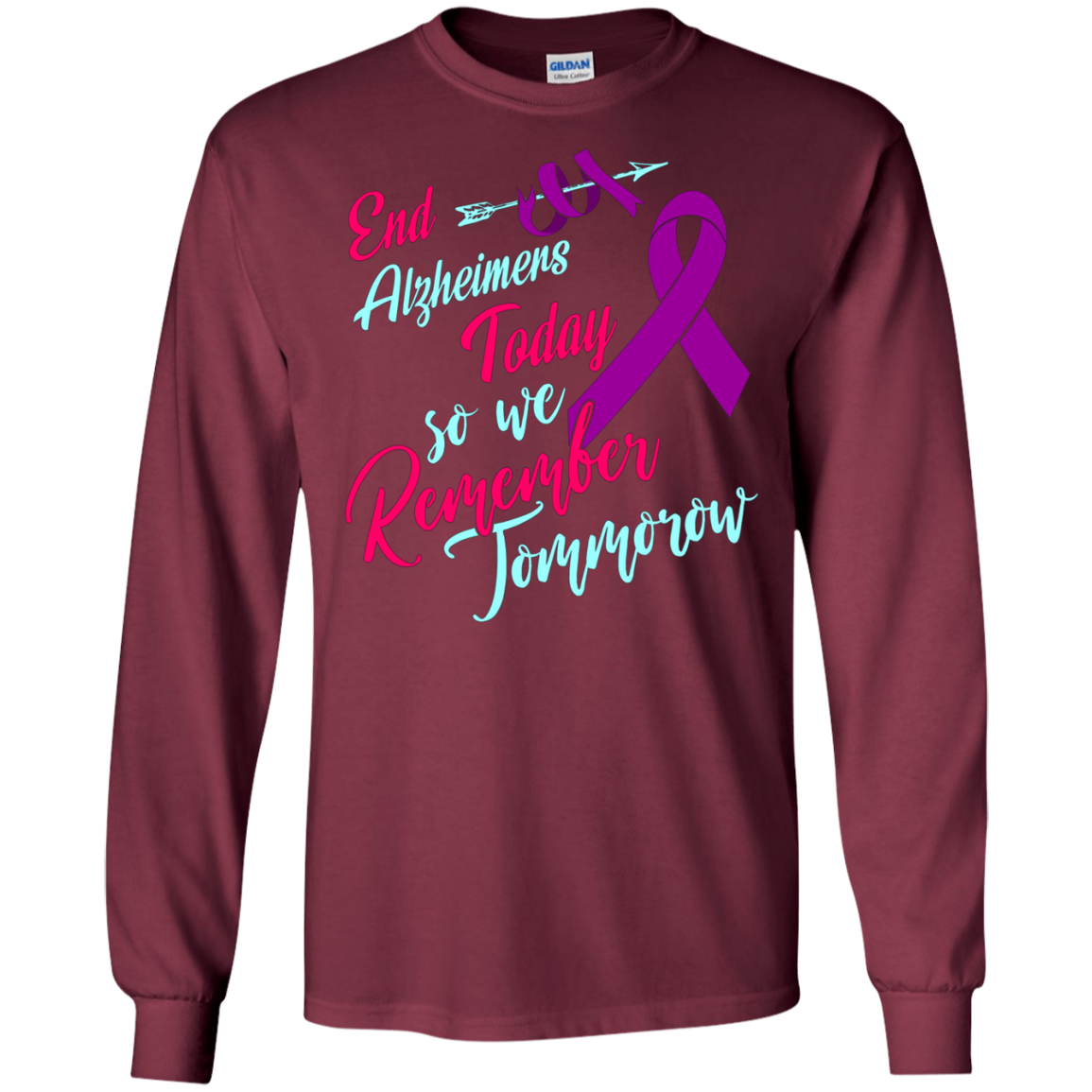 Alzheimer's Awareness T Shirts Purple Ribbon EndAlz Tees