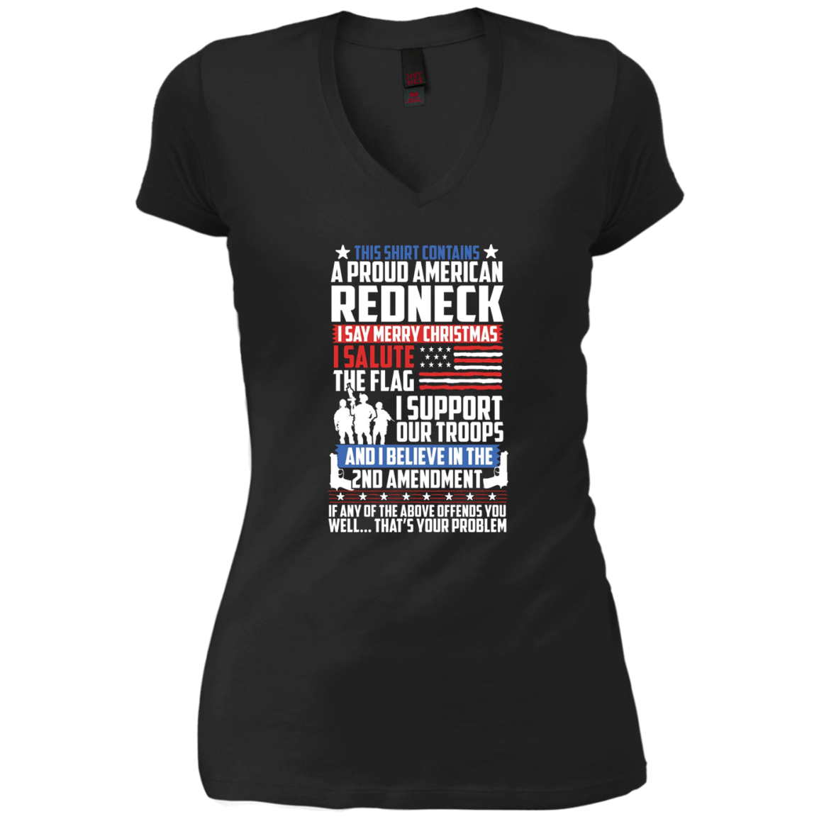 A Proud American Redneck Support Guns Troops Flag T Shirt