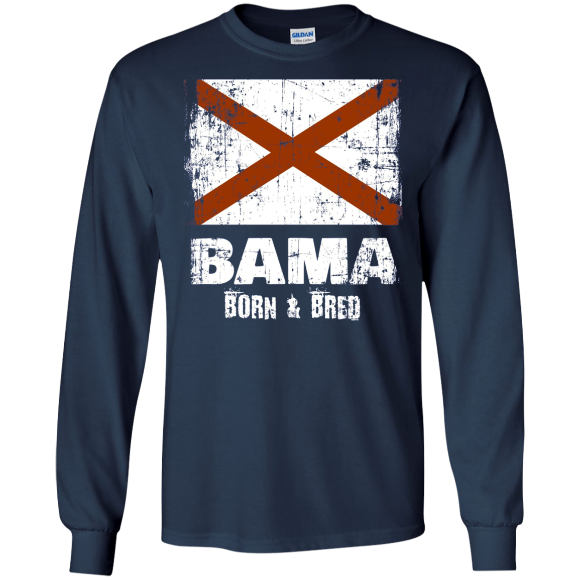 Alabama Shirt Vintage Design Bama Born Bred Gift Long Sleeve