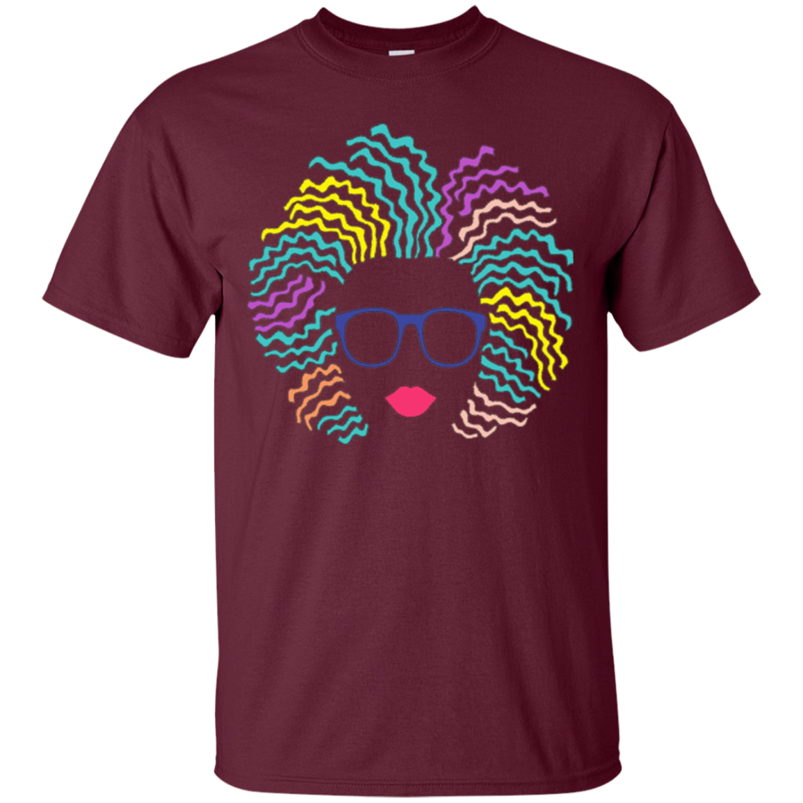 Afro Girl T-Shirt: Natural Hair & Glasses, Black Women Art