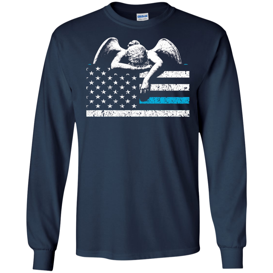 Angel Weeping Thin Blue Line Flag to Honor the Fallen