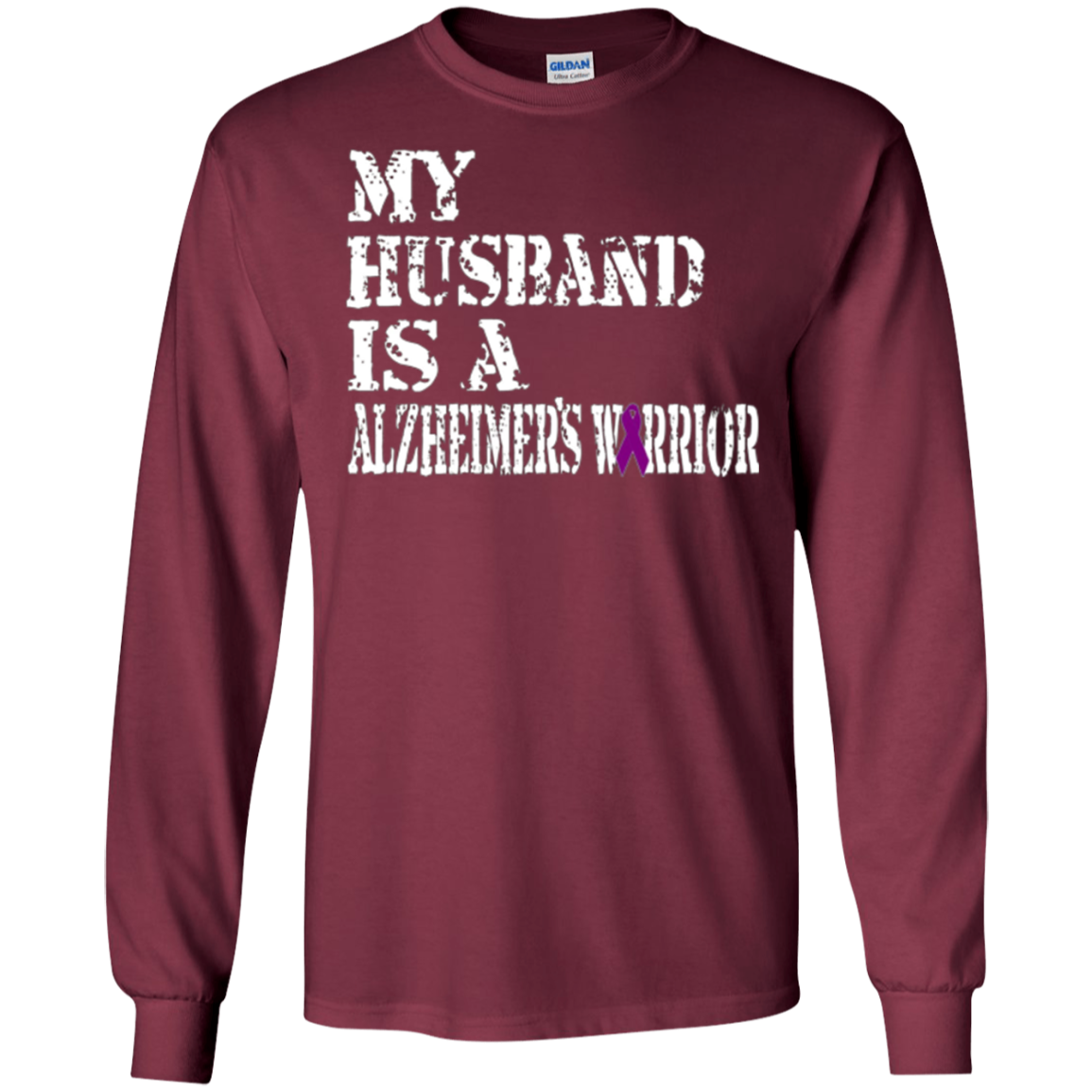 Alzheimer's Awareness T Shirt For Husbands Purple Ribbon Tee