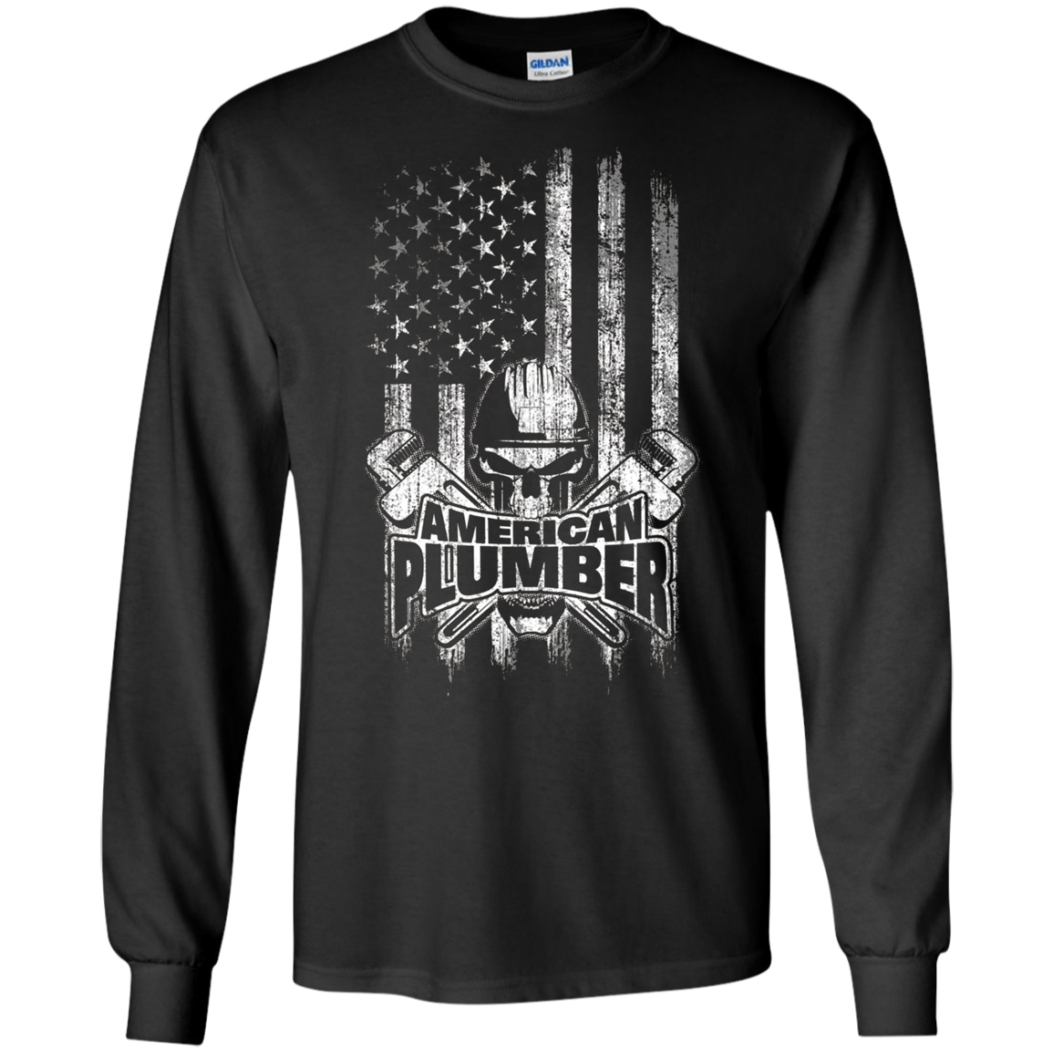 American Plumber T-Shirt Skull and Wrenches