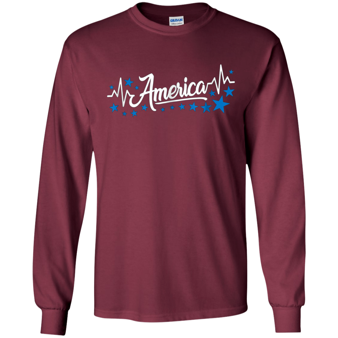 America Heartbeat Blue Shirt Fourth of July Outfit Stars