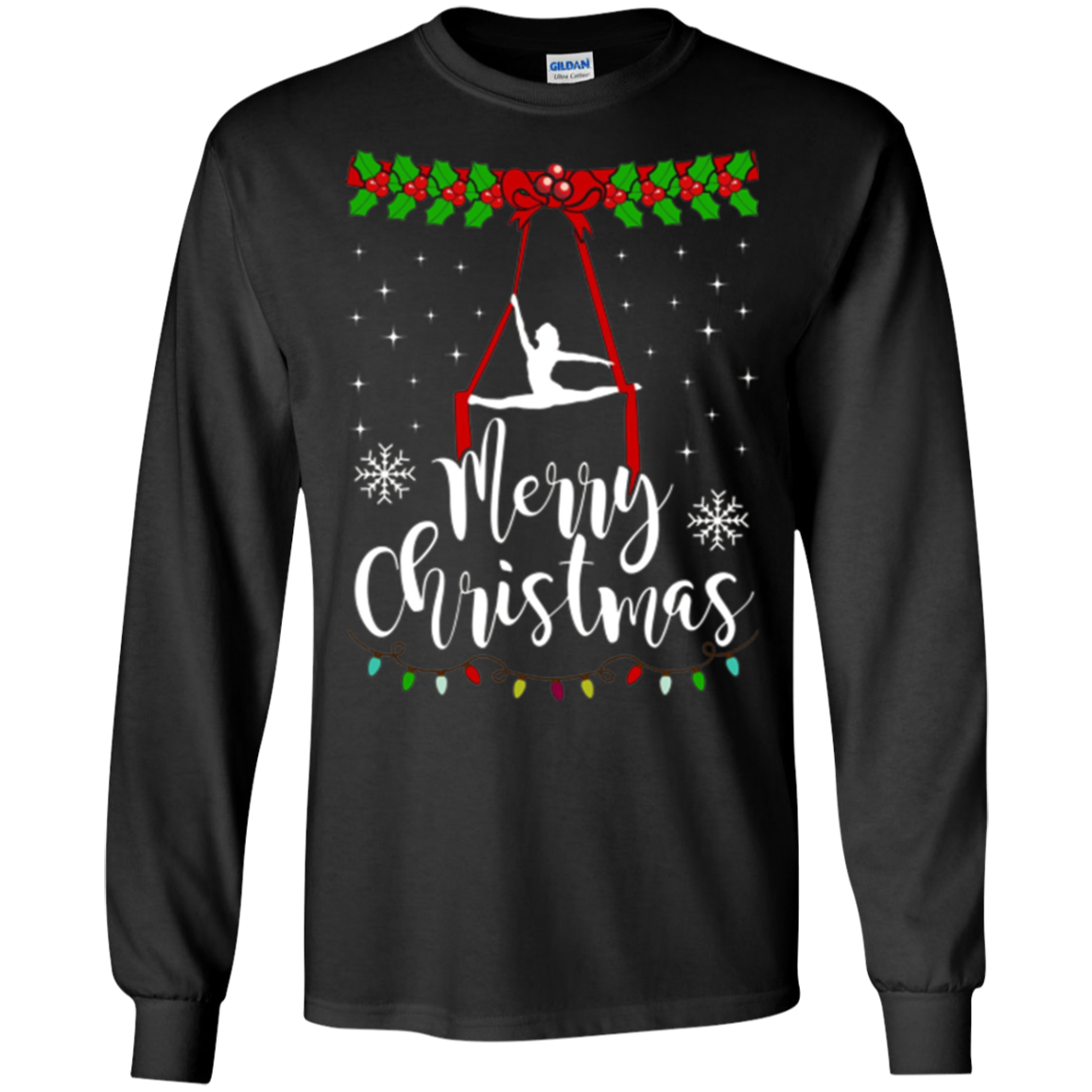 Aerial Yoga Merry Christmas T-shirt Ugly Christmas Yoga