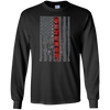 Image of American Flag T-Shirt Red Line Veteran w Dog Tag Long Sleeve