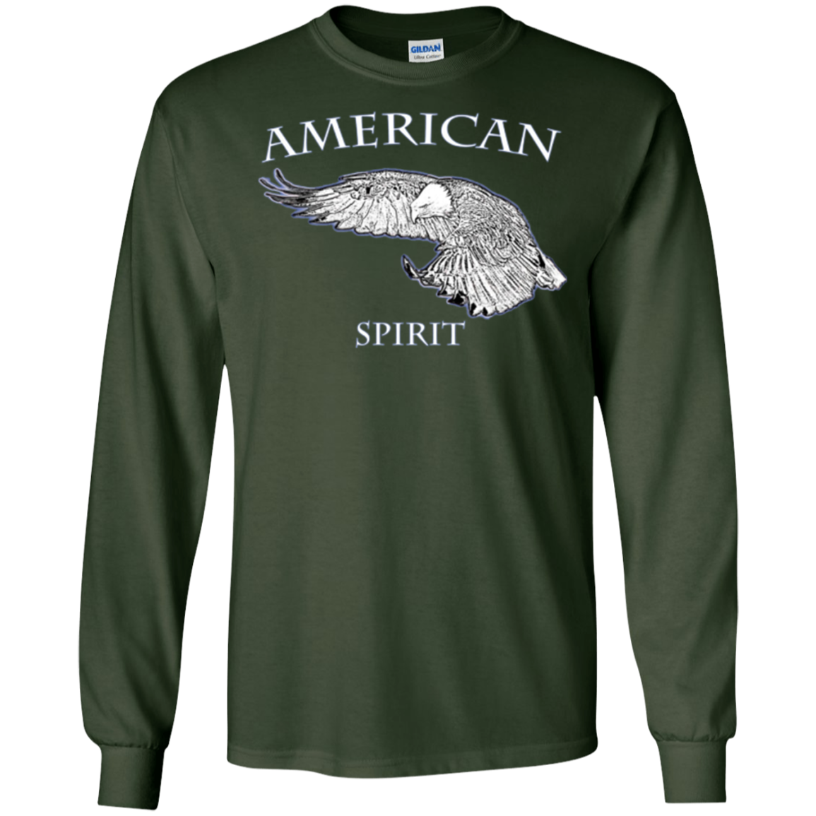 AMERICAN Spirit Bald Eagle Long Sleeve T-shirt B & W Art