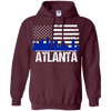 Image of Atlanta Skyline Distressed American Flag Long Sleeve Shirt