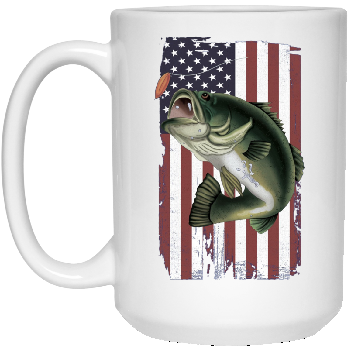 American Flag Patriotic Bass Fishing Shirt for Men Women