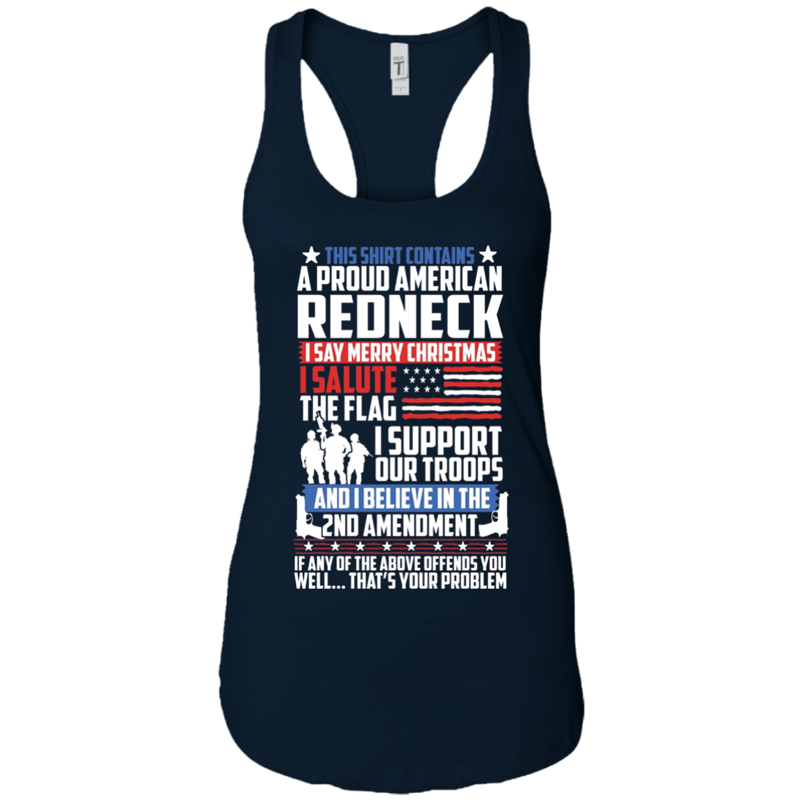 A Proud American Redneck Support Guns Troops Flag T Shirt