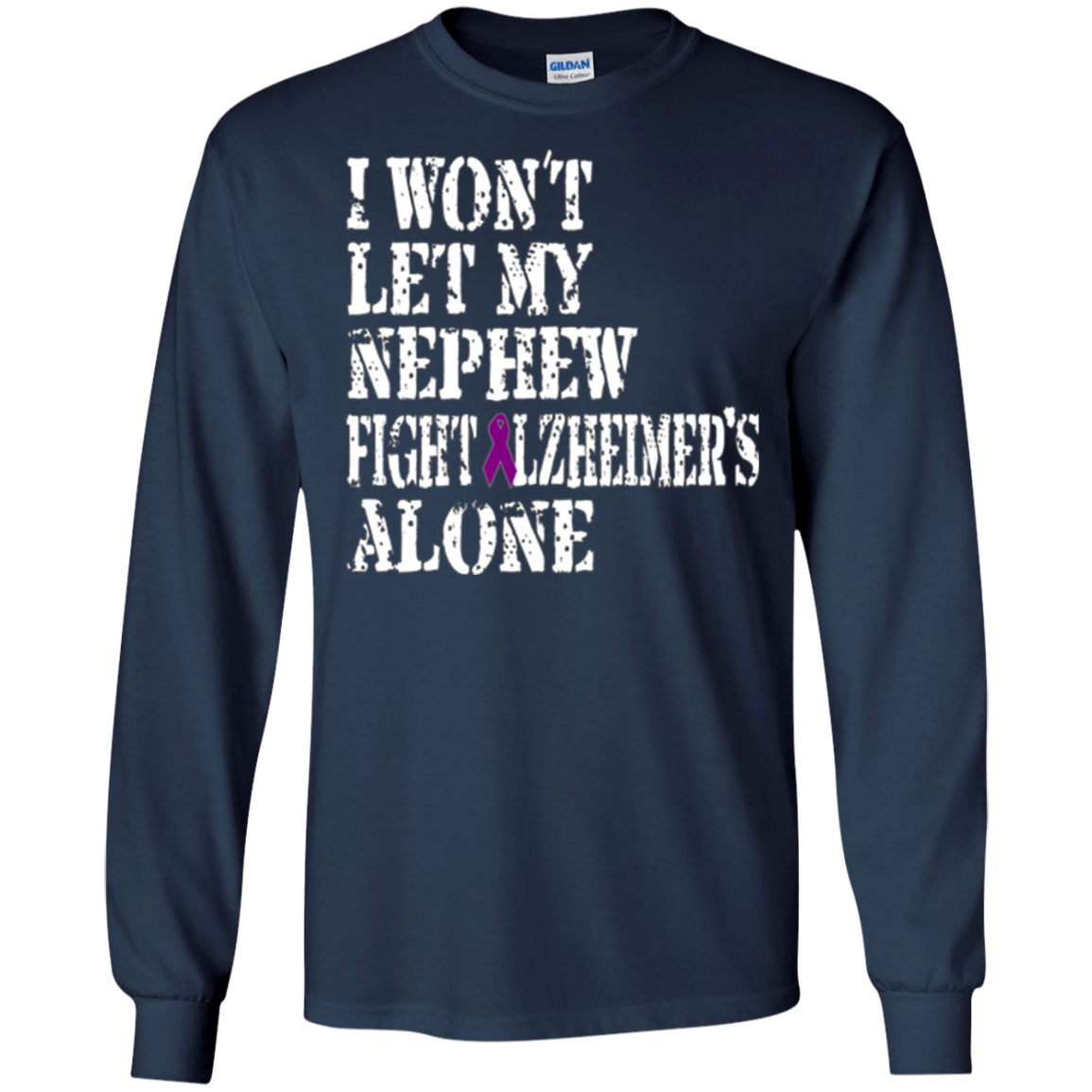 Alzheimer's Awareness Shirt For Nephews Purple Ribbon Tee