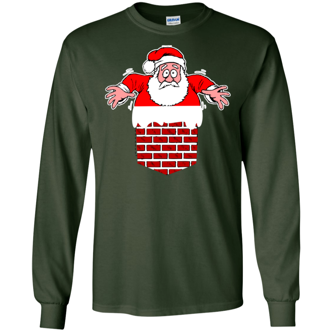 Santa Stuck In Chimney Christmas Pocket T Shirt Gift