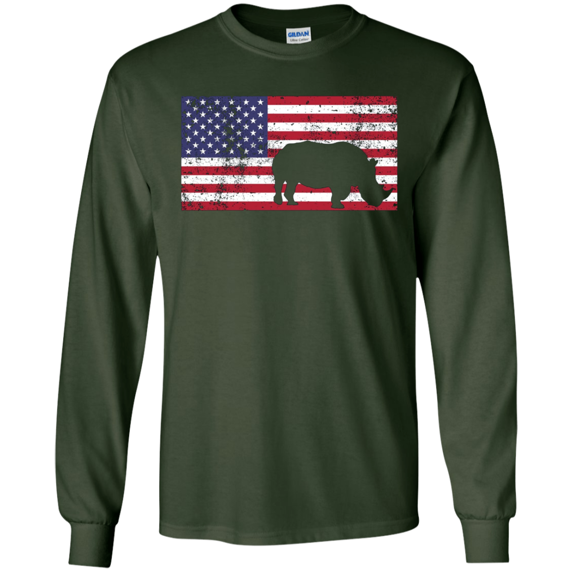 American Flag Rhino Love Conservation Rhinoceros T-Shirt Fun