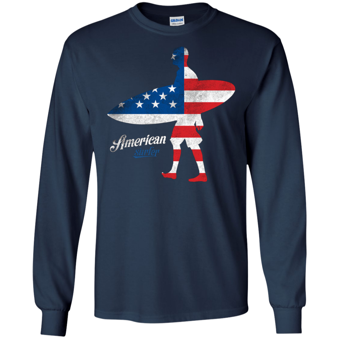 American Flag Surfer Tee Shirt USA Love Surfing Surf Gifts