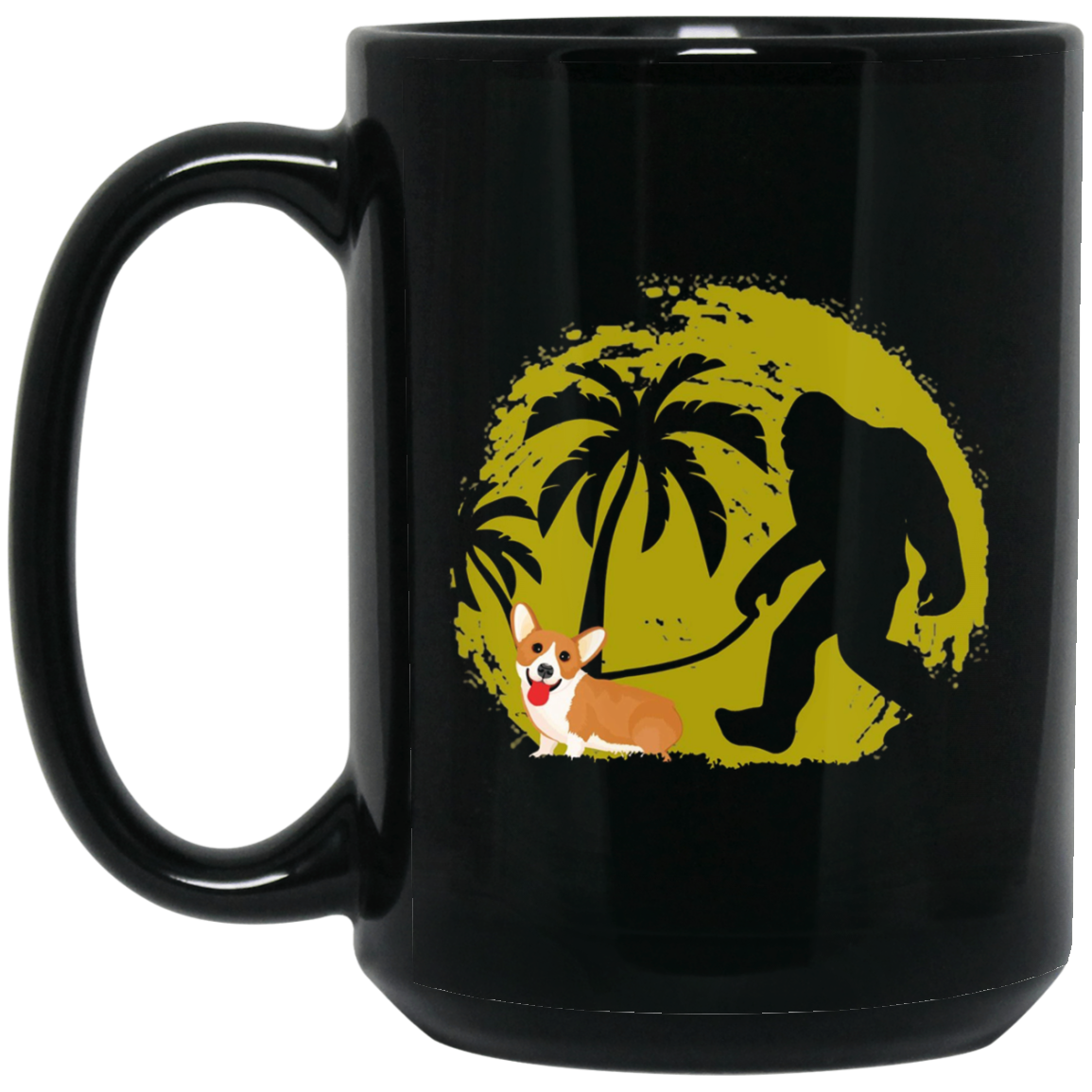 Bigfoot Walking Corgi T Shirt Funny Cute Sasquatch Gift