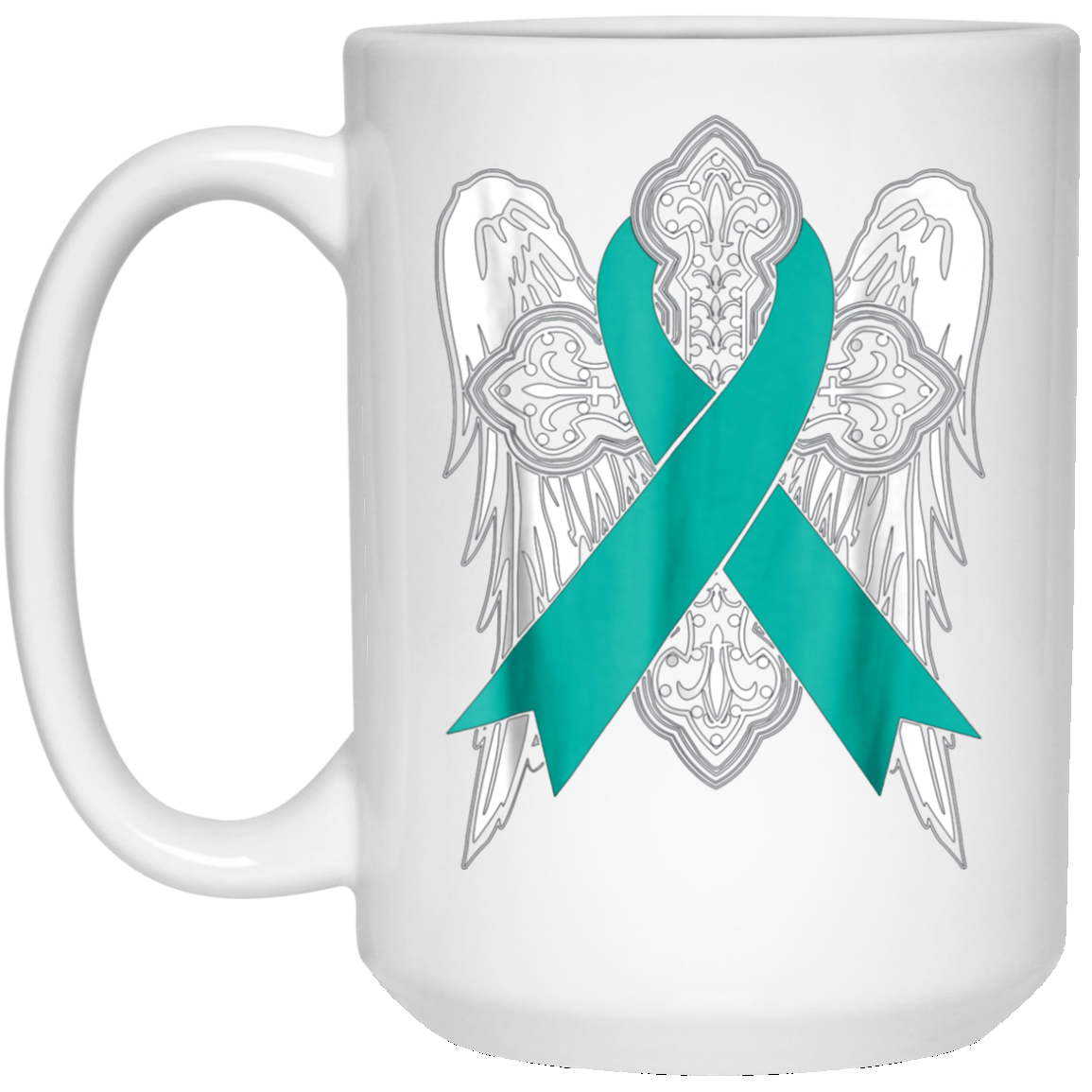 angel teal ribbon t shirt support ovarian cancer awareness
