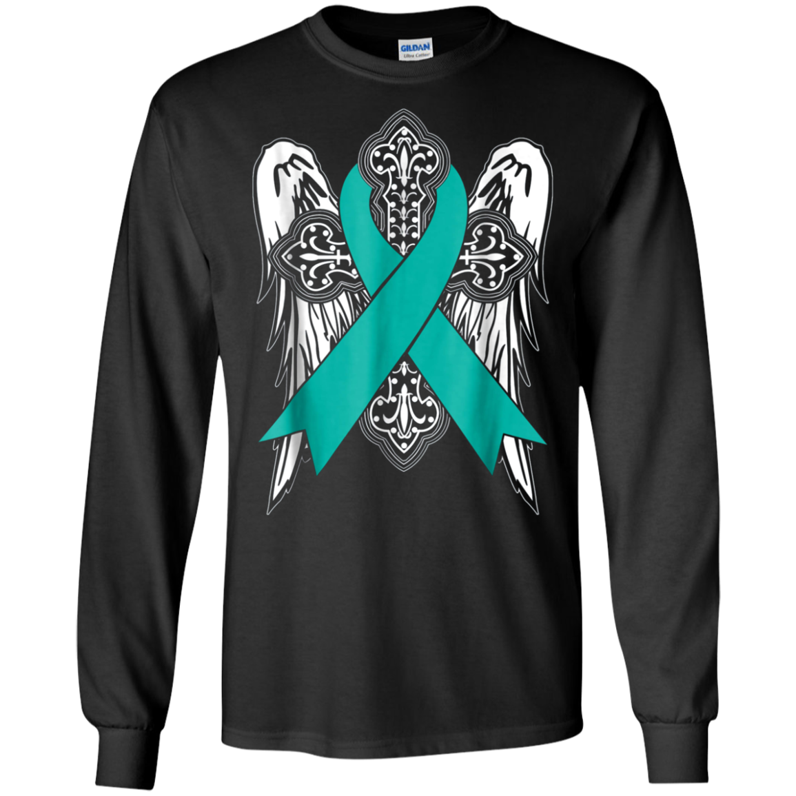 angel teal ribbon t shirt support ovarian cancer awareness
