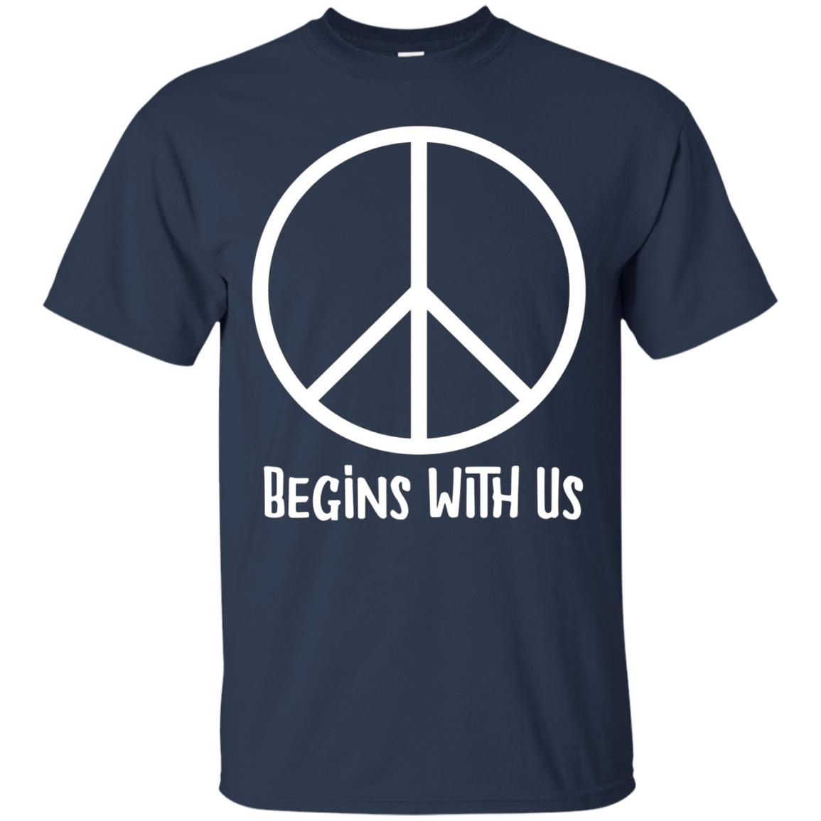 AM Peace Sign Shirts: Peace Begins With Us Symbol T-Shirt