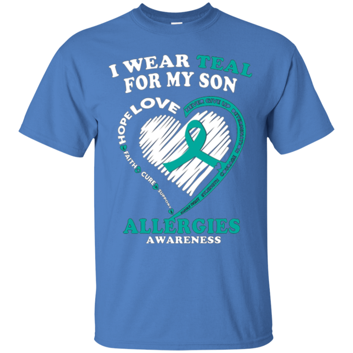 T-shirt de sensibilisation aux allergies - Je porte du sarcelle pour mon fils