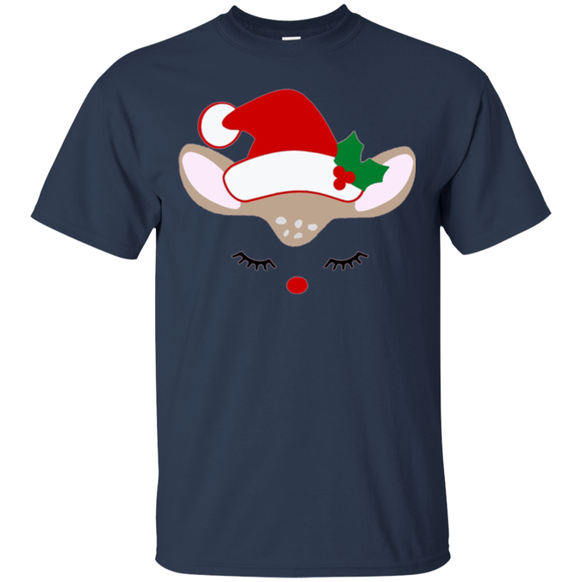 Santa Reindeer Face. Christmas Costume Holiday T-Shirt