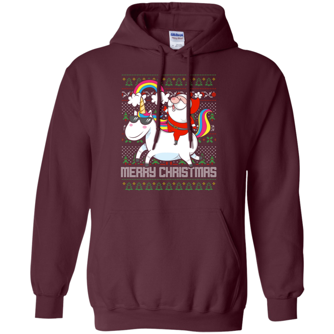Santa Riding Unicorn Merry Xmas Gift Tshirt