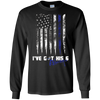 Image of Always Thin Blue Line Heart US Flag I've Got His Six T-shirt