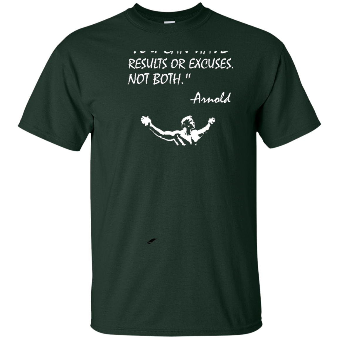 Arnold Quote Results or Excuses Conquer Gym Lifting Workout Mens T Shirt