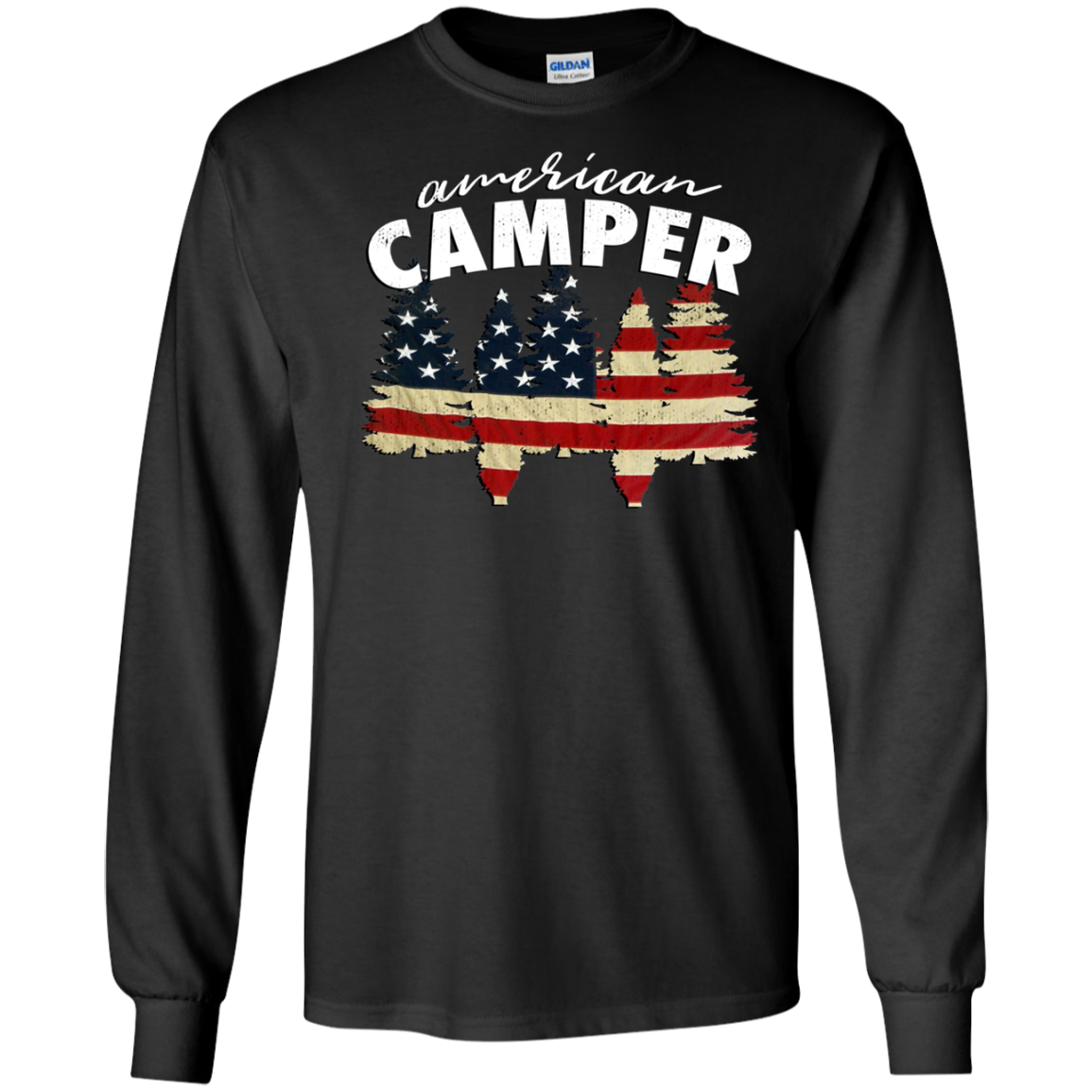 American Camper U.S. Flag Patriotic Camping T Shirt