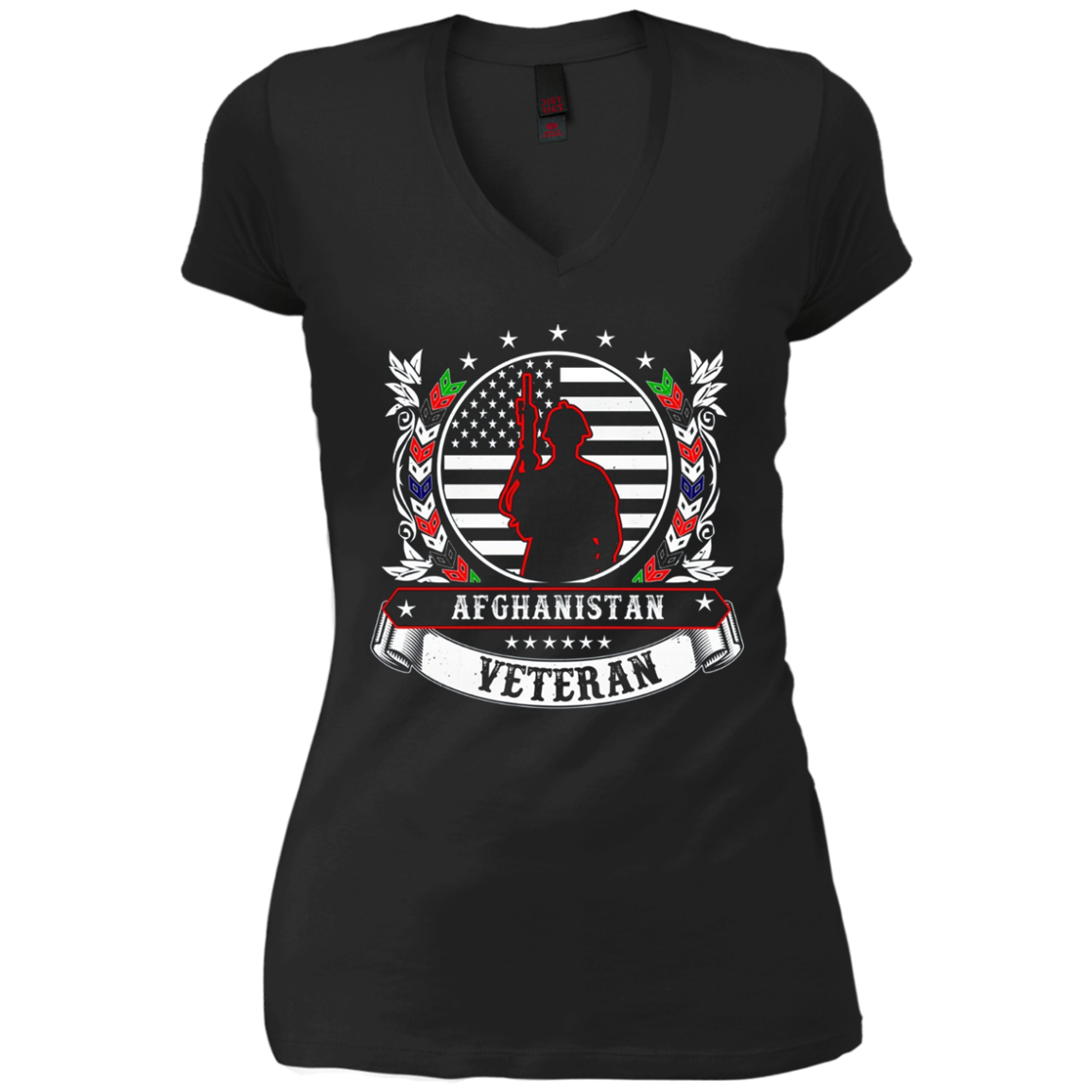 Afghanistan Military Combat Veteran T-Shirt [Back-Wreathe]