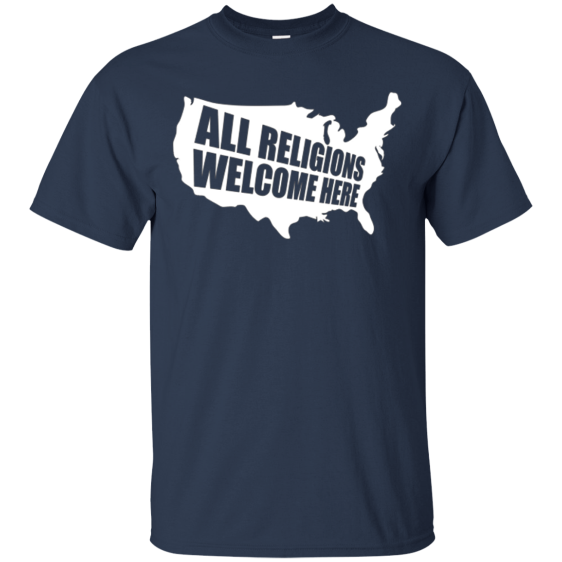 ALL RELIGIONS Welcome Here Protest T Shirt - Anti Trump Ban